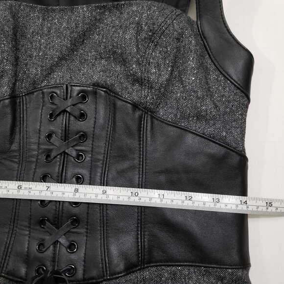 Bebe Brand pencil dress, size 4, grey with black leather - Picture 14 of 16